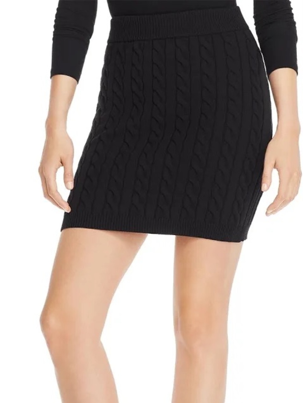 Alexander Wang L Cable Knit Mini Skirt Black Stretchy Minimalist Comfy Designer